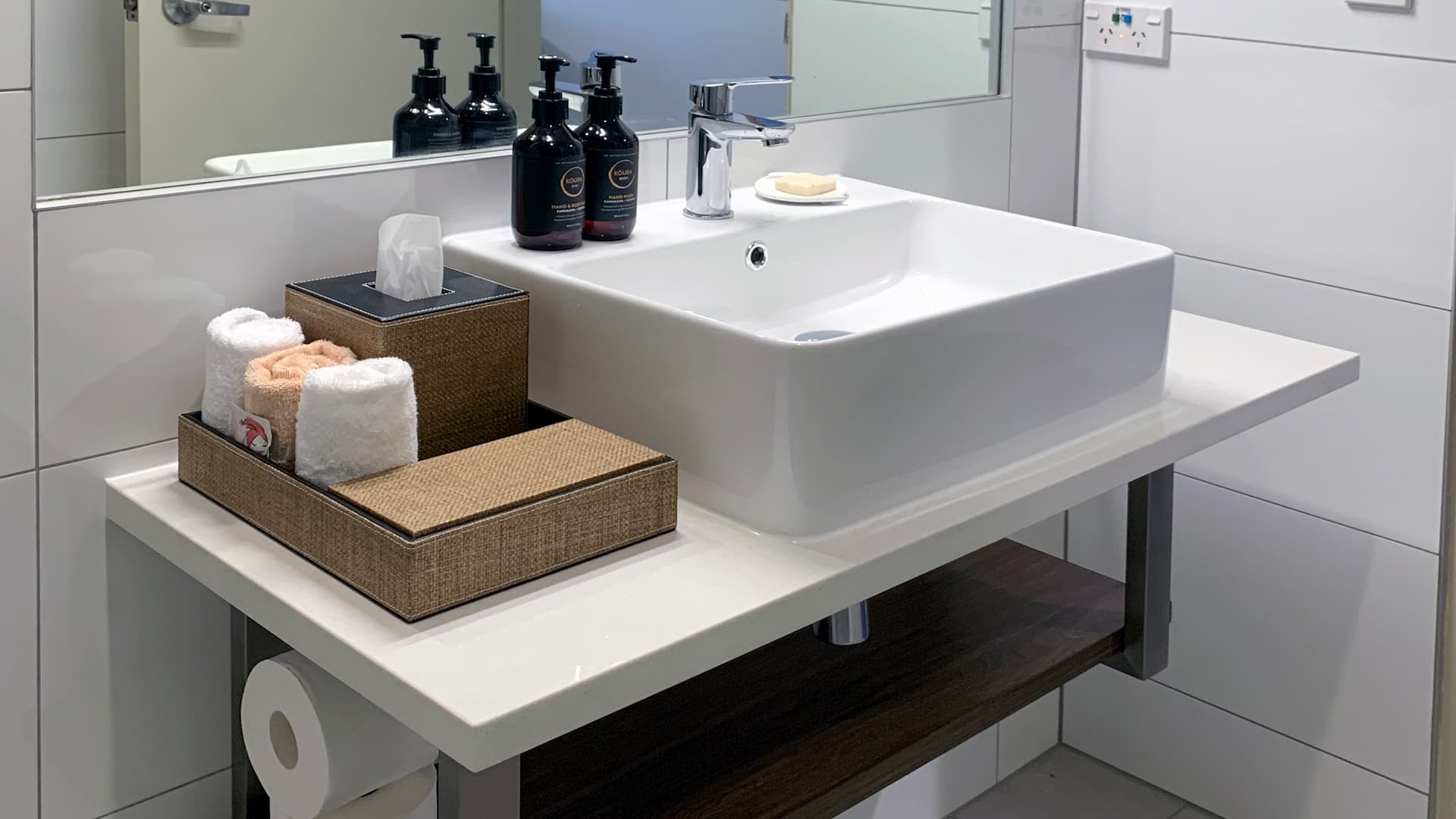 Bathroom vanity and basin at Jet Park Hotel Rotorua